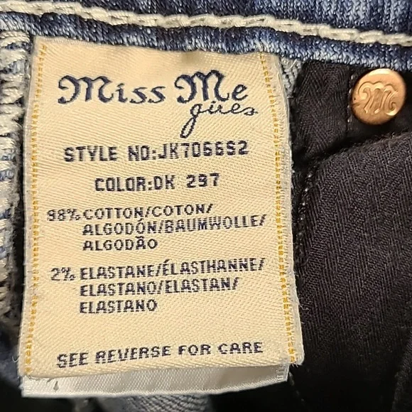 MISS ME VITAGE 10x26 GIRLS JK7066S2 SKINNY, MEDIUM FADED WASH DENIM BLUE JEANS - Picture 7 of 8